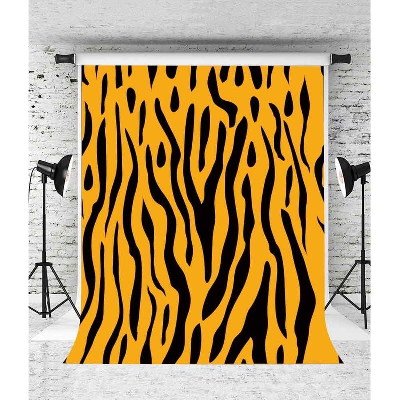 EOA 5(W) x7(H) FT Tiger Print Yellow Party Backdrop Black Stripes Animal Tan Photography Background Birthday Events Decoration Kids Adults Photoshot Props YouTube Studio - Image 3